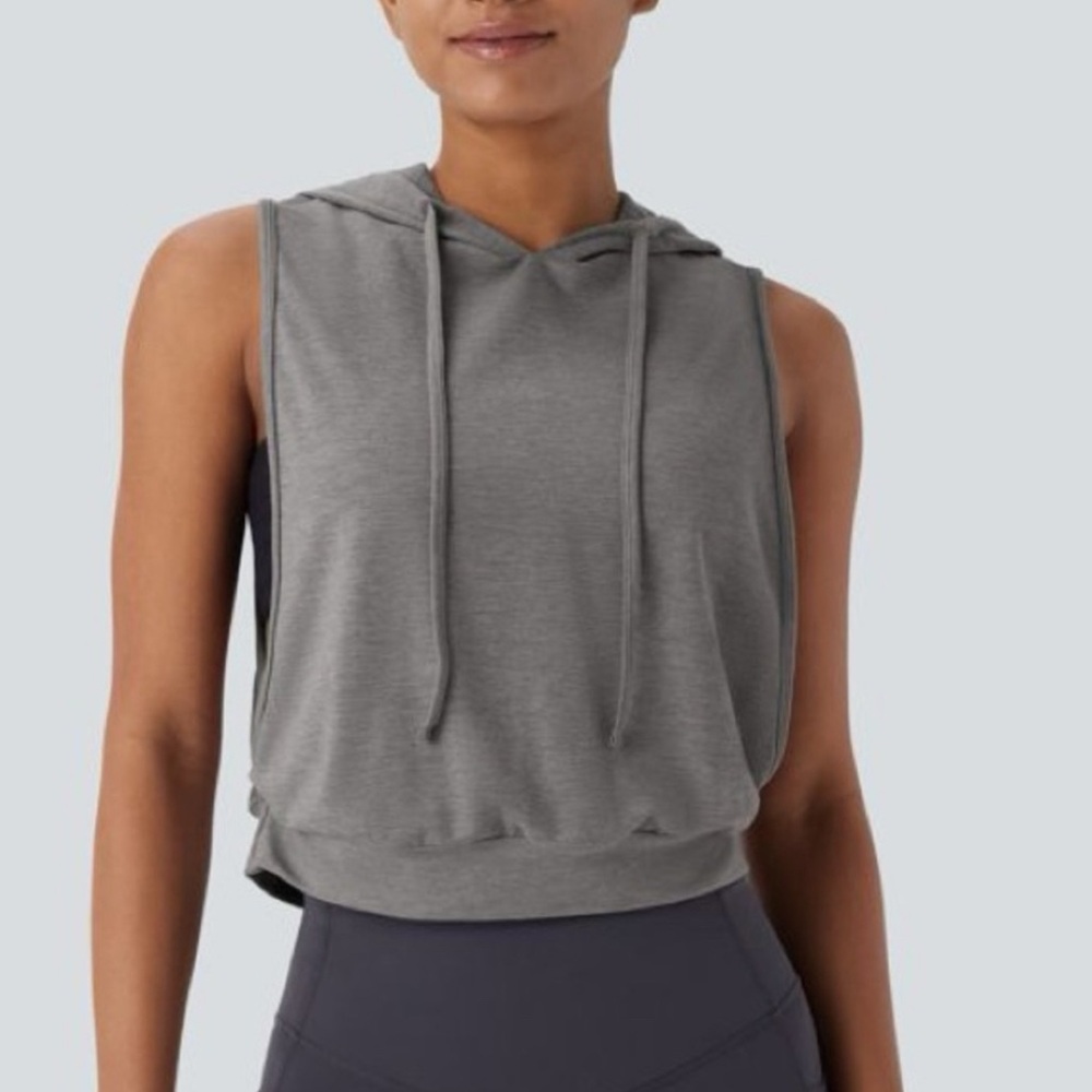 Halara NEW Gray Sleeveless Hoodie Top - Picture 3 of 6